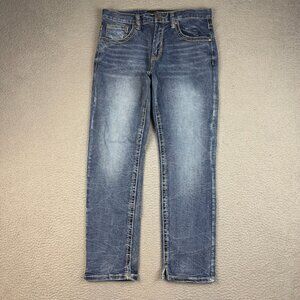 True Luck Jeans Mens 32x32 Slim Straight Leg Western Cowboy Faded Embroidered